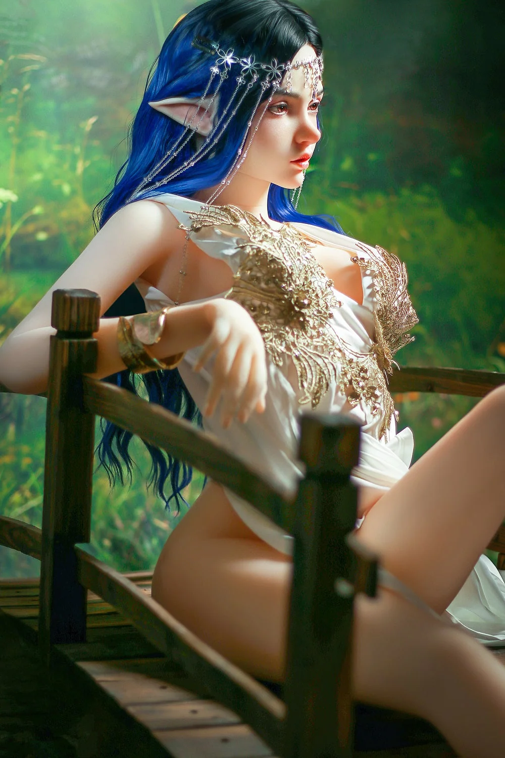 Keely 160cm Silicone ROS Head Elf Sex Doll TPE Body M8 Samll Boobs Movable Jaw Oral Sex Adult Love Doll alternate view