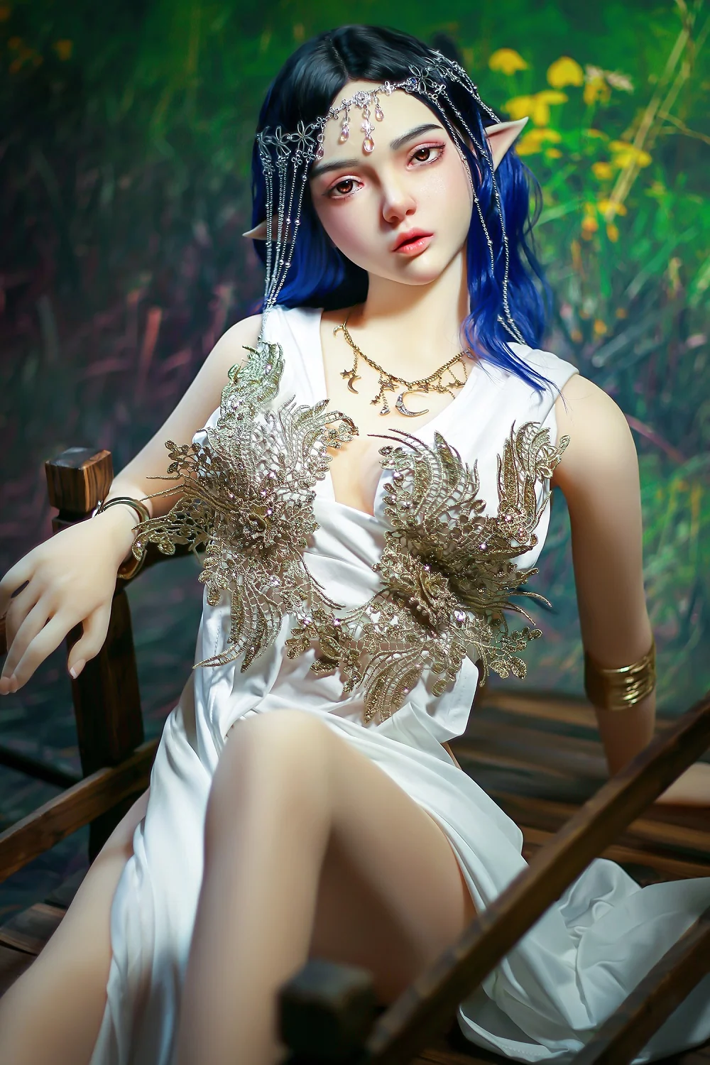 Keely 160cm Silicone ROS Head Elf Sex Doll TPE Body M8 Samll Boobs Oral Sex Movable Jaw Adult Love Doll alternate view
