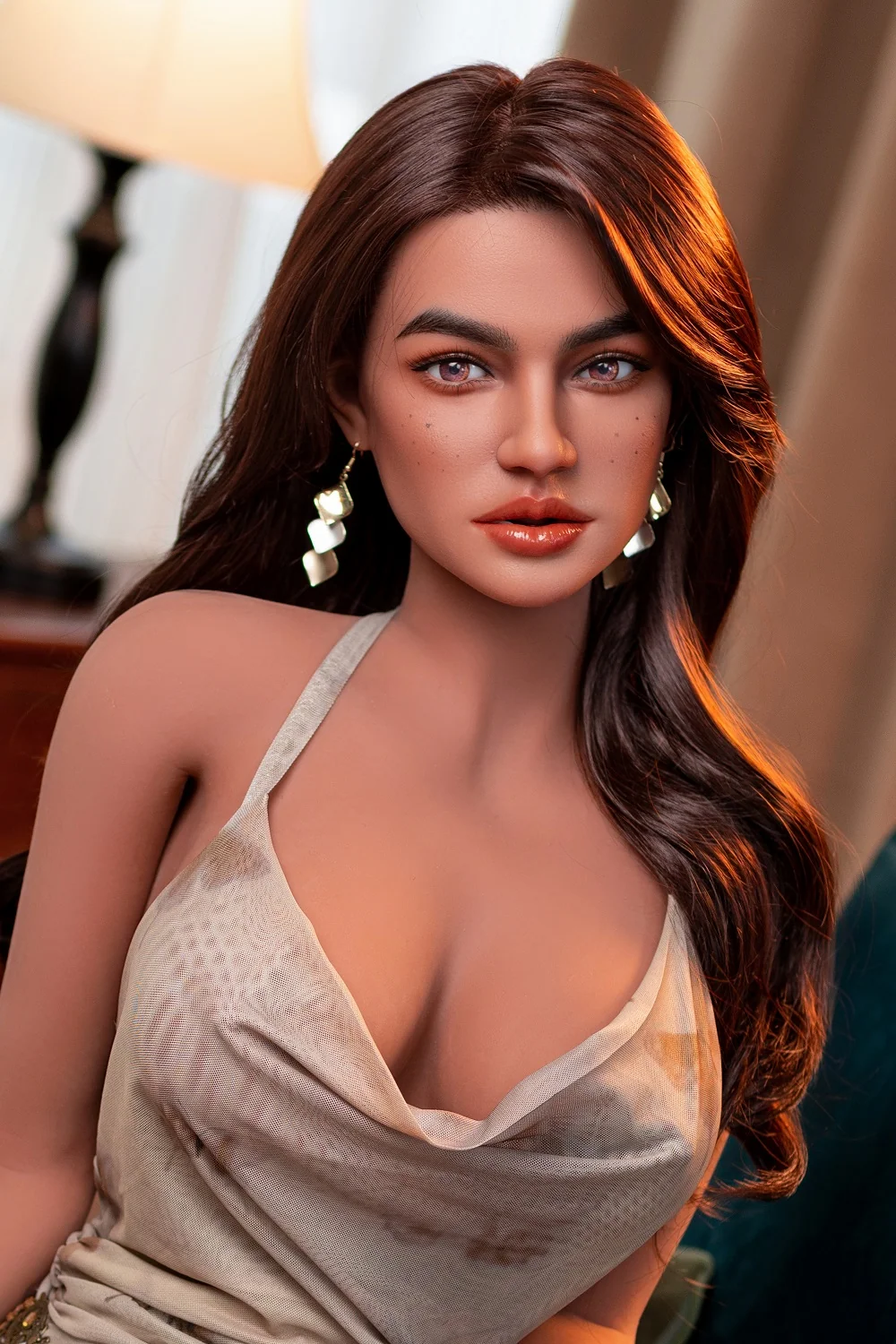 Gemma 163cm SNK27 Silicone ROS Head Sex Doll Tanned Skin TPE Body Adult Oral Sex Love Doll