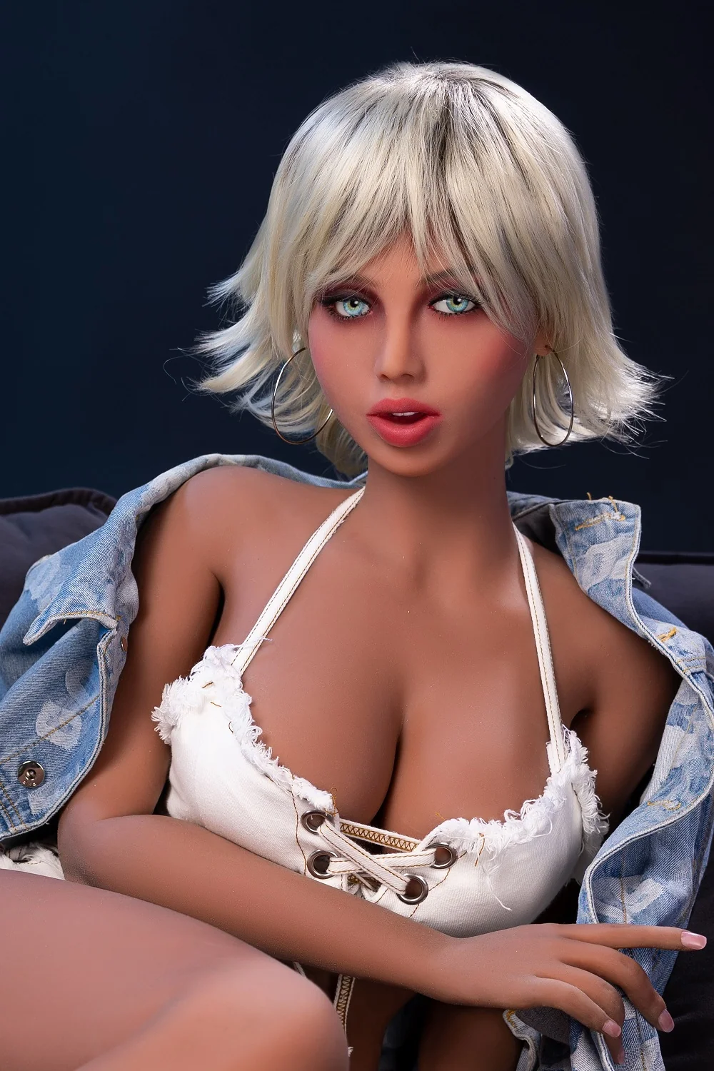 Britney 163cm TPE Sex Doll Sexy Short Hair Tanned Skin Realistic Adult Love Doll (Free 2ND Head)